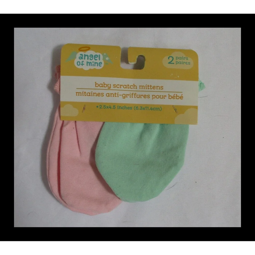 Angel of Mine 2 Pair Baby Scratch Mittens Pink/Green NEW